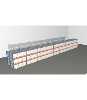 Schwerlastregal Palettenregal NEDCON 2.500x25300x2.400 mm (HxBxT), Doppelregal, 3 Lagerebenen, 3.000 kg Fachlast, Keine Böden