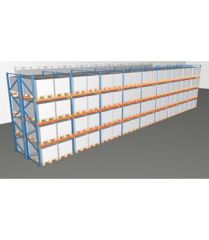 Schwerlastregal Palettenregal NEDCON 2.500x17425x2.400 mm (HxBxT), Doppelregal, 4 Lagerebenen, 3.000 kg Fachlast, Keine Böden