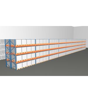 Schwerlastregal Palettenregal NEDCON 2.500x33400x2.400 mm (HxBxT), Doppelregal, 4 Lagerebenen, 3.000 kg Fachlast, Keine Böden
