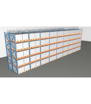 Schwerlastregal Palettenregal NEDCON 2.500x17425x2.400 mm (HxBxT), Doppelregal, 5 Lagerebenen, 3.000 kg Fachlast, Keine Böden