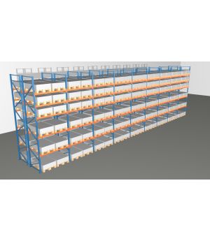 Schwerlastregal Palettenregal NEDCON 2.500x17425x2.400 mm (HxBxT), Doppelregal, 6 Lagerebenen, 3.000 kg Fachlast, Keine Böden
