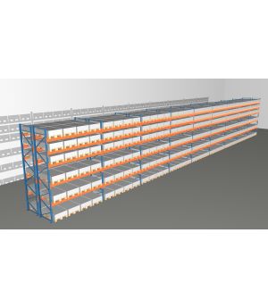 Schwerlastregal Palettenregal NEDCON 2.500x33400x2.400 mm (HxBxT), Doppelregal, 6 Lagerebenen, 3.000 kg Fachlast, Keine Böden