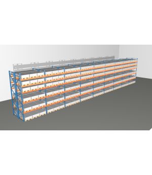Schwerlastregal Palettenregal NEDCON 2.500x25300x2.400 mm (HxBxT), Doppelregal, 6 Lagerebenen, 3.000 kg Fachlast, Keine Böden