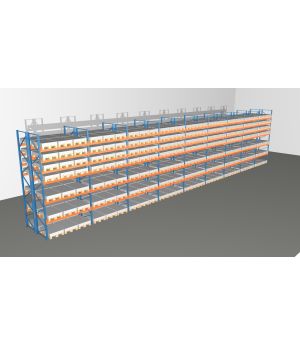 Schwerlastregal Palettenregal NEDCON 2.500x25300x2.400 mm (HxBxT), Doppelregal, 7 Lagerebenen, 3.000 kg Fachlast, Keine Böden