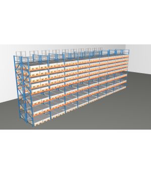 Schwerlastregal Palettenregal NEDCON 2.500x17425x2.400 mm (HxBxT), Doppelregal, 8 Lagerebenen, 3.000 kg Fachlast, Keine Böden