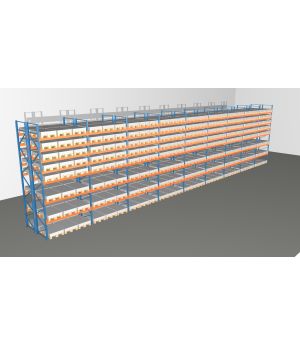 Schwerlastregal Palettenregal NEDCON 2.500x25300x2.400 mm (HxBxT), Doppelregal, 8 Lagerebenen, 3.000 kg Fachlast, Keine Böden