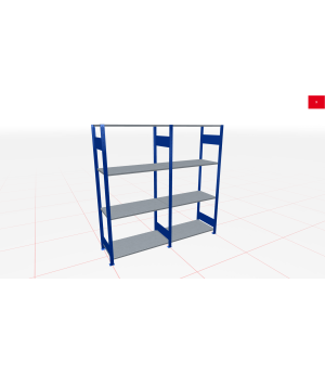 Schwerlastregal Komplettregal 1.800x2000x300 mm (HxBxT), 4 Ebenen, Kreuzstrebe, RAL 5010 enzianblau / verzinkt, 150 kg Fachlast, SCHULTE Lagertechnik