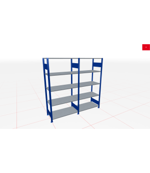 Schwerlastregal Komplettregal 1.800x2000x300 mm (HxBxT), 5 Ebenen, Kreuzstrebe, RAL 5010 enzianblau / verzinkt, 150 kg Fachlast, SCHULTE Lagertechnik
