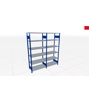 Schwerlastregal Komplettregal 1.800x2000x300 mm (HxBxT), 6 Ebenen, Kreuzstrebe, RAL 5010 enzianblau / verzinkt, 150 kg Fachlast, SCHULTE Lagertechnik