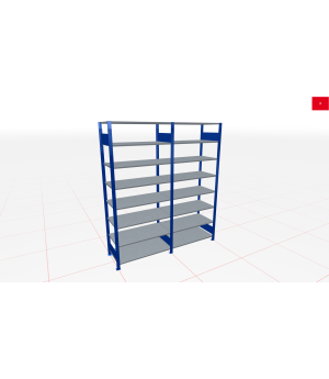 Schwerlastregal Komplettregal 1.800x2000x300 mm (HxBxT), 8 Ebenen, Kreuzstrebe, RAL 5010 enzianblau / verzinkt, 150 kg Fachlast, SCHULTE Lagertechnik