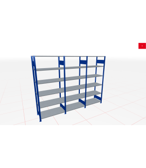 Schwerlastregal Komplettregal 1.800x2250x300 mm (HxBxT), 6 Ebenen, Kreuzstrebe, RAL 5010 enzianblau / verzinkt, 250 kg Fachlast, SCHULTE Lagertechnik