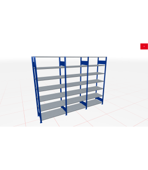 Schwerlastregal Komplettregal 1.800x2250x300 mm (HxBxT), 7 Ebenen, Kreuzstrebe, RAL 5010 enzianblau / verzinkt, 250 kg Fachlast, SCHULTE Lagertechnik