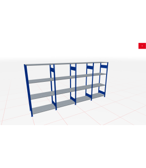 Schwerlastregal Komplettregal 1.800x3000x300 mm (HxBxT), 4 Ebenen, Kreuzstrebe, RAL 5010 enzianblau / verzinkt, 250 kg Fachlast, SCHULTE Lagertechnik