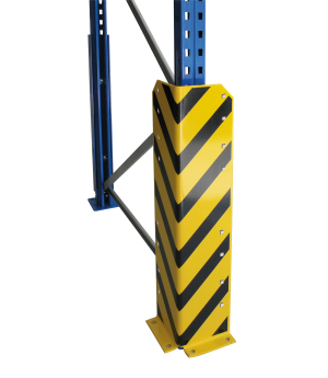 Rammschutzecke für Palettenregal gelb/schwarz mit 4 Schraubankern, Höhe 800 mm