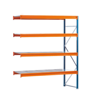 Weitspannregal W100 Anbauregal 2500x1785x600 mm (HxBxT) 4 Ebenen mit Holz, Fachlast 670 kg