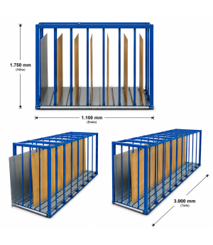 Blechlager-Box XXL 1750x1100x3000 mm (HxBxL) | 7 Fächer | 1000 kg