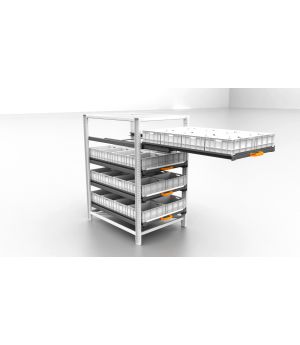 Schubladen Auszugregal mit 100% Auszug und 150 kg Tragkraft je Schublade