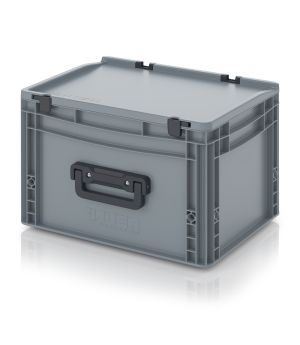 Eurobehälter Koffer 1G ED 43/27 HG 1G in silbergrau (RAL 7001), 400 × 300 mm