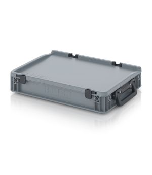 Eurobehälter Koffer 2GS ED 43/75 HG 2G in silbergrau (RAL 7001), 400 × 300 mm
