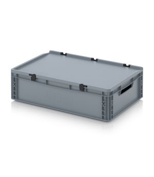 Eurobehälter mit Scharnierdeckel ED 64/17 in silbergrau (RAL 7001), 600 × 400 mm