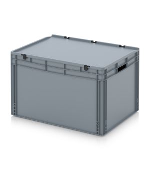 Eurobehälter mit Scharnierdeckel ED 86/52 in silbergrau (RAL 7001), 800 × 600 mm