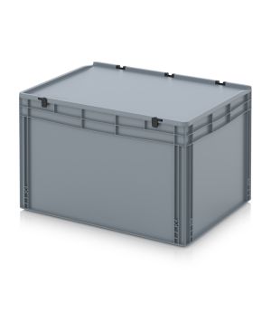 Eurobehälter mit Scharnierdeckel ED 86/52 HG in silbergrau (RAL 7001), 800 × 600 mm