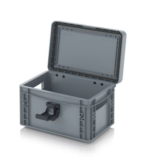 Eurobehälter mit Scharnierdeckel Pro EDP 32/17 in silbergrau (RAL 7001), 311 × 233 mm