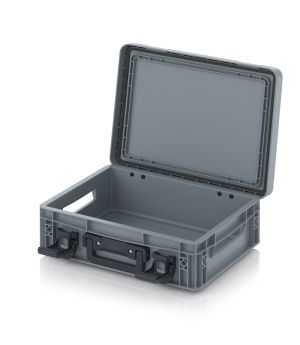 Eurobehälter mit Scharnierdeckel Pro EDP 43/12 1G in silbergrau (RAL 7001), 411 × 328 mm