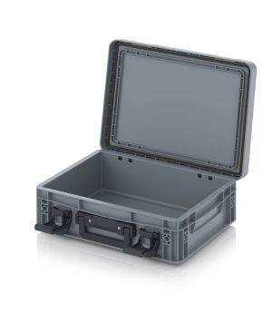 Eurobehälter mit Scharnierdeckel Pro EDP 43/12 HG 1G in silbergrau (RAL 7001), 411 × 328 mm