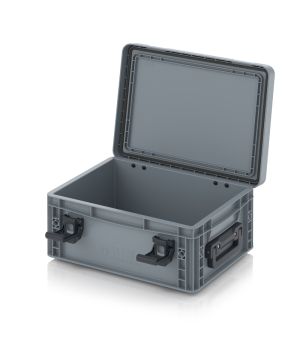 Eurobehälter mit Scharnierdeckel Pro EDP 43/17 HG 2G in silbergrau (RAL 7001), 411 × 328 mm