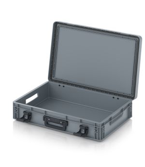 Eurobehälter mit Scharnierdeckel Pro EDP 64/12 1G in silbergrau (RAL 7001), 611 × 427 mm