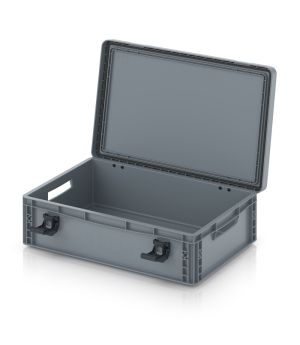 Eurobehälter mit Scharnierdeckel Pro EDP 64/17 in silbergrau (RAL 7001), 611 × 427 mm