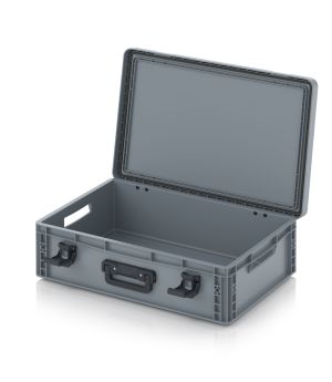 Eurobehälter mit Scharnierdeckel Pro EDP 64/17 1G in silbergrau (RAL 7001), 611 × 427 mm