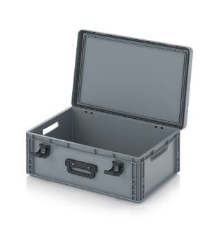Eurobehälter mit Scharnierdeckel Pro EDP 64/22 1G in silbergrau (RAL 7001), 611 × 427 mm