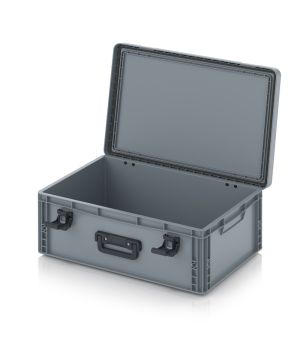 Eurobehälter mit Scharnierdeckel Pro EDP 64/22 HG 1G in silbergrau (RAL 7001), 611 × 427 mm