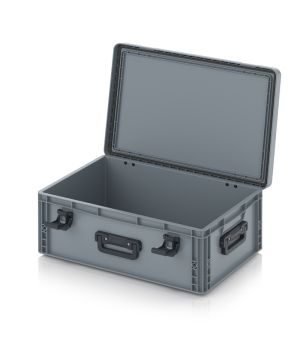 Eurobehälter mit Scharnierdeckel Pro EDP 64/22 HG 2G in silbergrau (RAL 7001), 611 × 427 mm