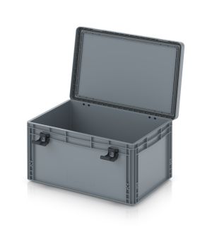 Eurobehälter mit Scharnierdeckel Pro EDP 64/32 HG in silbergrau (RAL 7001), 611 × 427 mm