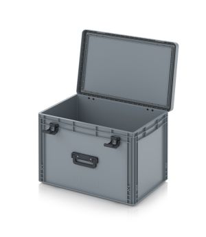 Eurobehälter mit Scharnierdeckel Pro EDP 64/42 HG 1G in silbergrau (RAL 7001), 611 × 427 mm