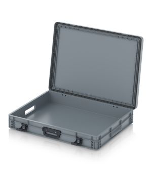 Eurobehälter mit Scharnierdeckel Pro EDP 86/12 1G in silbergrau (RAL 7001), 813 × 628 mm