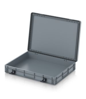 Eurobehälter mit Scharnierdeckel Pro EDP 86/12 HG in silbergrau (RAL 7001), 813 × 628 mm