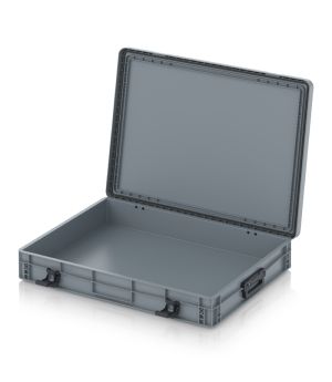 Eurobehälter mit Scharnierdeckel Pro EDP 86/12 HG 2G in silbergrau (RAL 7001), 813 × 628 mm
