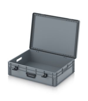 Eurobehälter mit Scharnierdeckel Pro EDP 86/22 1G in silbergrau (RAL 7001), 813 × 628 mm