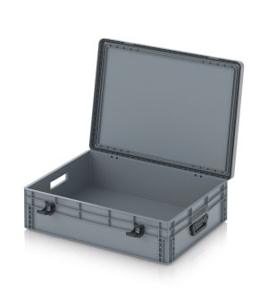 Eurobehälter mit Scharnierdeckel Pro EDP 86/22 2G in silbergrau (RAL 7001), 813 × 628 mm