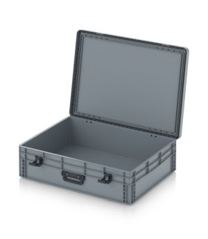 Eurobehälter mit Scharnierdeckel Pro EDP 86/22 HG 1G in silbergrau (RAL 7001), 813 × 628 mm