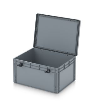 Eurobehälter mit Scharnierdeckel Pro EDP 86/42 HG in silbergrau (RAL 7001), 813 × 628 mm
