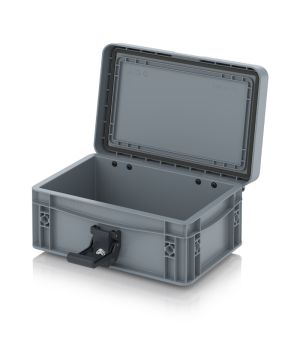 Eurobehälter mit Scharnierdeckel Pro EDP S 32/12 HG in silbergrau (RAL 7001), 311 × 233 mm