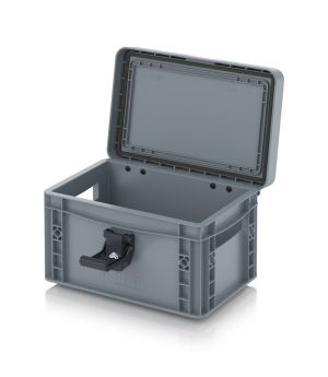 Eurobehälter mit Scharnierdeckel Pro EDP S 32/17 in silbergrau (RAL 7001), 311 × 233 mm