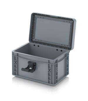 Eurobehälter mit Scharnierdeckel Pro EDP S 32/17 HG in silbergrau (RAL 7001), 311 × 233 mm