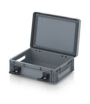 Eurobehälter mit Scharnierdeckel Pro EDP S 43/12 in silbergrau (RAL 7001), 411 × 328 mm