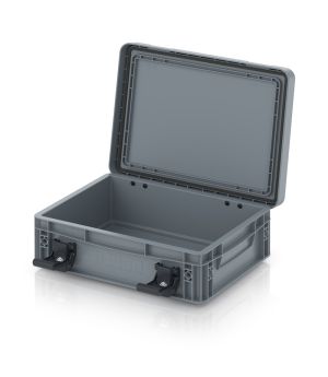 Eurobehälter mit Scharnierdeckel Pro EDP S 43/12 HG in silbergrau (RAL 7001), 411 × 328 mm